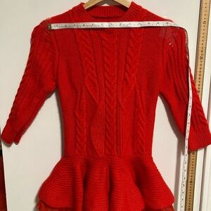 Red Cable Knit Peplum Sweater